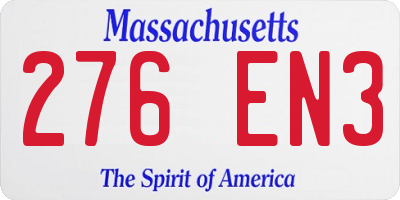 MA license plate 276EN3