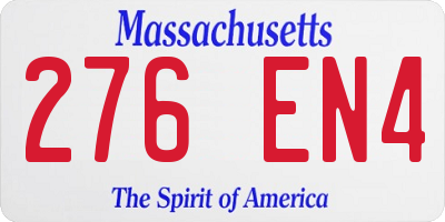 MA license plate 276EN4