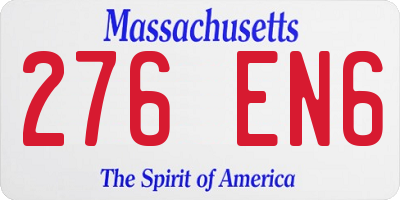 MA license plate 276EN6