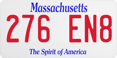 MA license plate 276EN8