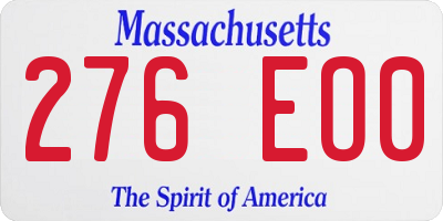 MA license plate 276EO0