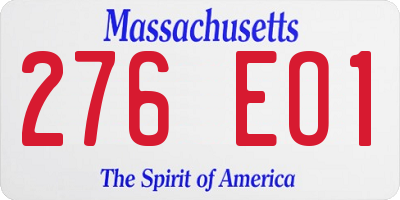 MA license plate 276EO1