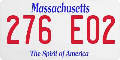 MA license plate 276EO2