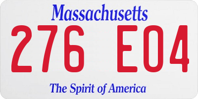 MA license plate 276EO4