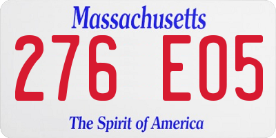 MA license plate 276EO5