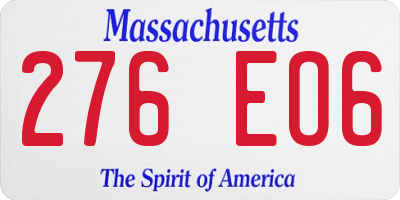 MA license plate 276EO6
