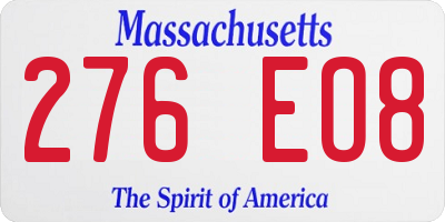 MA license plate 276EO8