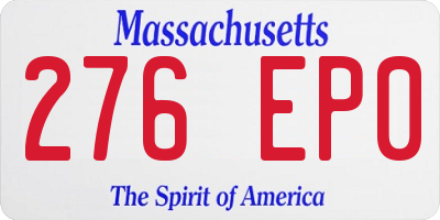 MA license plate 276EP0