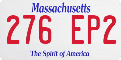 MA license plate 276EP2