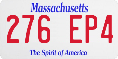 MA license plate 276EP4