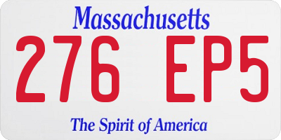 MA license plate 276EP5