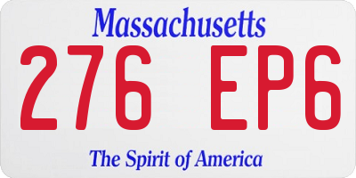 MA license plate 276EP6