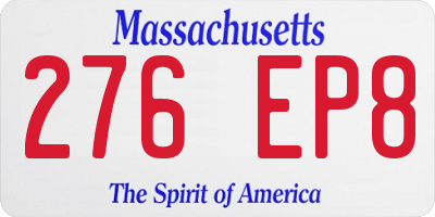 MA license plate 276EP8