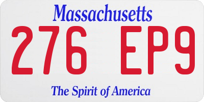MA license plate 276EP9
