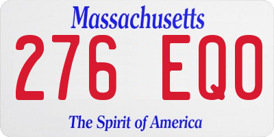 MA license plate 276EQ0