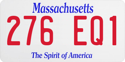 MA license plate 276EQ1