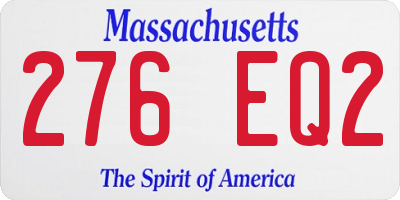 MA license plate 276EQ2