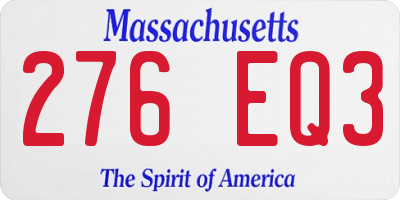 MA license plate 276EQ3