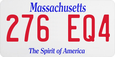 MA license plate 276EQ4
