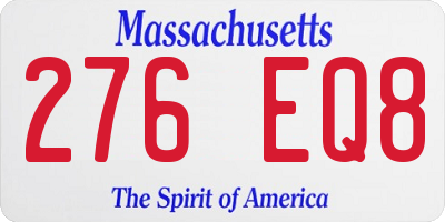 MA license plate 276EQ8