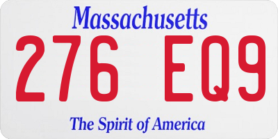 MA license plate 276EQ9