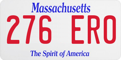 MA license plate 276ER0