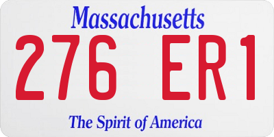 MA license plate 276ER1