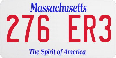 MA license plate 276ER3