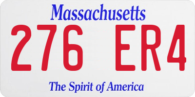 MA license plate 276ER4