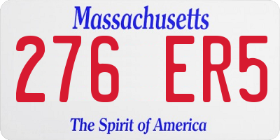MA license plate 276ER5