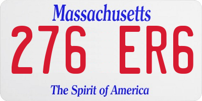 MA license plate 276ER6