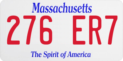 MA license plate 276ER7