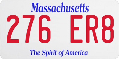 MA license plate 276ER8