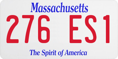 MA license plate 276ES1