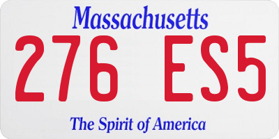 MA license plate 276ES5