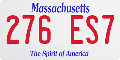 MA license plate 276ES7