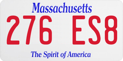 MA license plate 276ES8