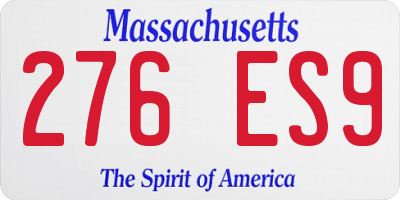MA license plate 276ES9