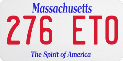 MA license plate 276ET0