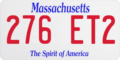 MA license plate 276ET2