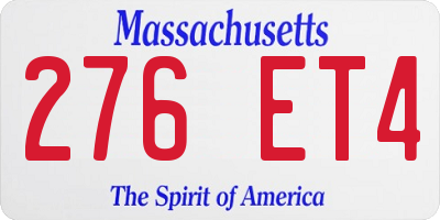 MA license plate 276ET4