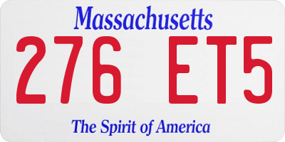 MA license plate 276ET5