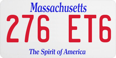 MA license plate 276ET6