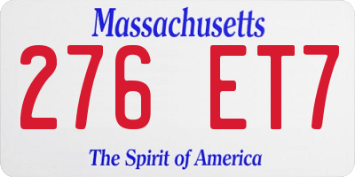 MA license plate 276ET7