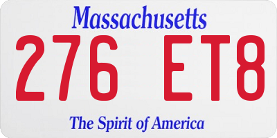 MA license plate 276ET8