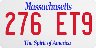 MA license plate 276ET9
