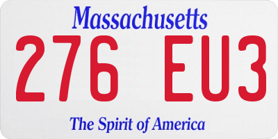 MA license plate 276EU3