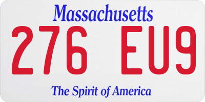 MA license plate 276EU9