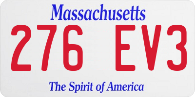MA license plate 276EV3