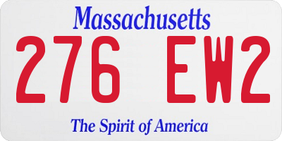 MA license plate 276EW2